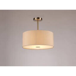 Baymont Satin Nickel E27 Semi Flush With 40cm x 18cm Dual Faux Silk Shade, Nude Beige/Moonlight - thumbnail 2