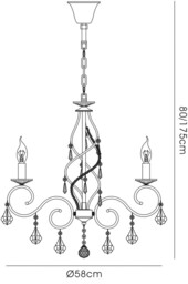 Torino Ceiling Pendant Chandelier 5 Light French Gold, Crystal - thumbnail 3