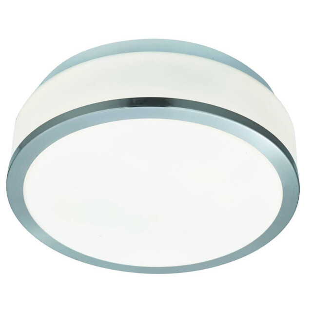 Discs Bathroom Flush 2 Light Ceiling Satin Silver, Opal IP44, E27 - image 1