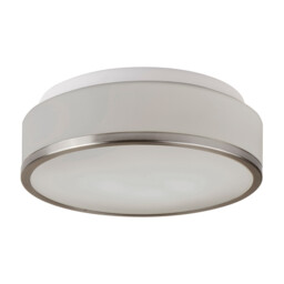 Discs Bathroom Flush 2 Light Ceiling Satin Silver, Opal IP44, E27 - thumbnail 3