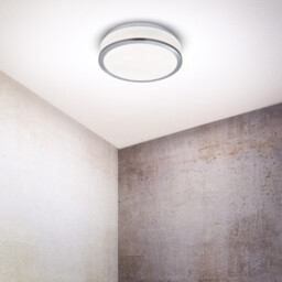 Discs Bathroom Flush 2 Light Ceiling Satin Silver, Opal IP44, E27 - thumbnail 2