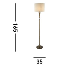 Oscar 1 Light Floor Lamp Antique Brass, Cream with Linen Shade, E27 - thumbnail 5