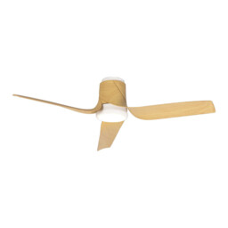 Ushuaia 30W LED Dimmable Ceiling Light With Built-In 35W DC Fan, 2700-5000K , White/Wood, 5yrs Warranty