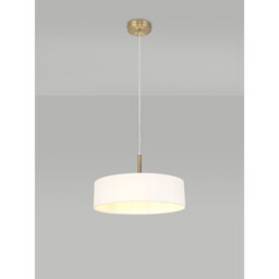 Baymont Antique Brass 3 Light E27 Single Pendant, With 45cm x 15cm Faux Silk Shade, White - thumbnail 2