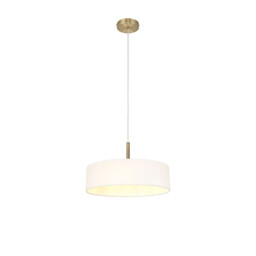 Baymont Antique Brass 3 Light E27 Single Pendant, With 45cm x 15cm Faux Silk Shade, White - thumbnail 5