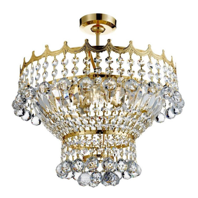 Versailles 5 Light Crystal Chandelier Gold Finish, E14 - image 1