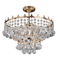 Versailles 5 Light Crystal Chandelier Gold Finish, E14 - thumbnail 2