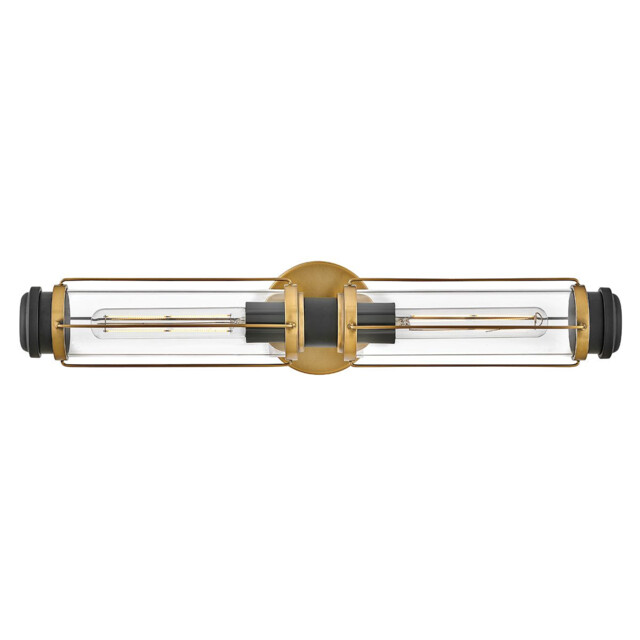 Masthead 2 Light Outdoor Wall Light Heritage Brass & Black IP44 - image 1