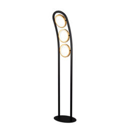 Geneseo Floor Lamp, 3 Ring, 25W LED, 3200K, 1375lm, Satin Black, Gold - thumbnail 1