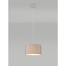 Baymont Polished Chrome E27 Universal Single Pendant With 30cm x 17cm Faux Silk Shade, Grey/White Laminate - thumbnail 2