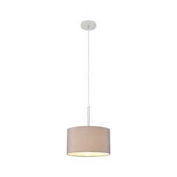 Baymont Polished Chrome E27 Universal Single Pendant With 30cm x 17cm Faux Silk Shade, Grey/White Laminate - thumbnail 5