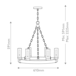 Sawyer 6 Light Multi Arm Pendant Ceiling Light Wood Effect Clear Seeded Glass IP44 - thumbnail 2