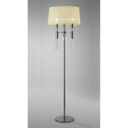 Tiffany Floor Lamp 3+3 Light E27+G9, Polished Chrome With Cream Shade & Clear Crystal - thumbnail 2
