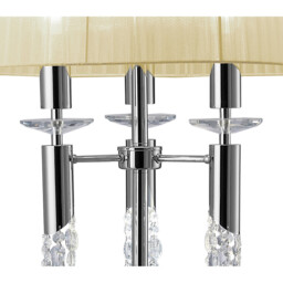 Tiffany Floor Lamp 3+3 Light E27+G9, Polished Chrome With Cream Shade & Clear Crystal - thumbnail 5