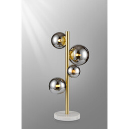 Marshall Table Lamp, 4 Light G9, Satin Gold, Chrome Plated Glass - thumbnail 3