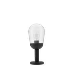 Omika Outdoor Pedestal Light Dark Grey Aluminium, Clear Glass LED E27 IP54 - thumbnail 1