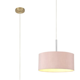 Baymont Antique Brass E27 Single Pendant With 40cm x 18cm Dual Faux Silk Shade, Taupe/Halo Gold