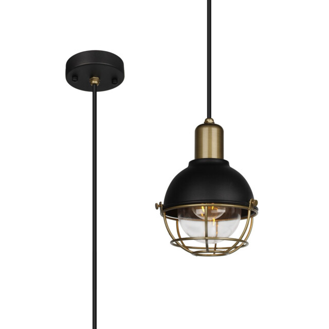 Pavilion Ceiling Pendant, E27, IP65, Sand Black, Antique Brass - image 1