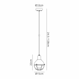 Pavilion Ceiling Pendant, E27, IP65, Sand Black, Antique Brass - thumbnail 2