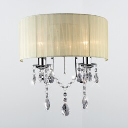 Olivia Wall Lamp Switched with Ivory Cream Shade 2 Light Polished Chrome, Crystal - thumbnail 2