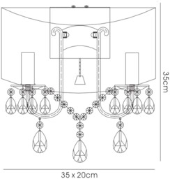 Olivia Wall Lamp Switched with Ivory Cream Shade 2 Light Polished Chrome, Crystal - thumbnail 3