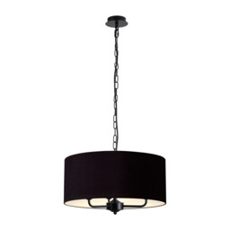 Banyan 3 Light Multi Arm Pendant With 50cm x 20cm Dual Faux Silk Fabric Shade Matt Black/Midnight Black