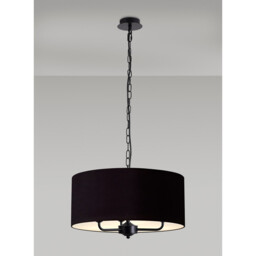 Banyan 3 Light Multi Arm Pendant With 50cm x 20cm Dual Faux Silk Fabric Shade Matt Black/Midnight Black - thumbnail 2