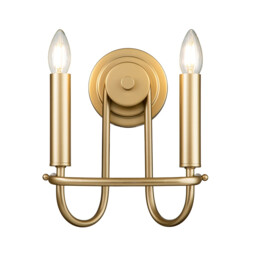 Capitol Hill 2 Light Candle Wall Lamp, Painted Natural Brass