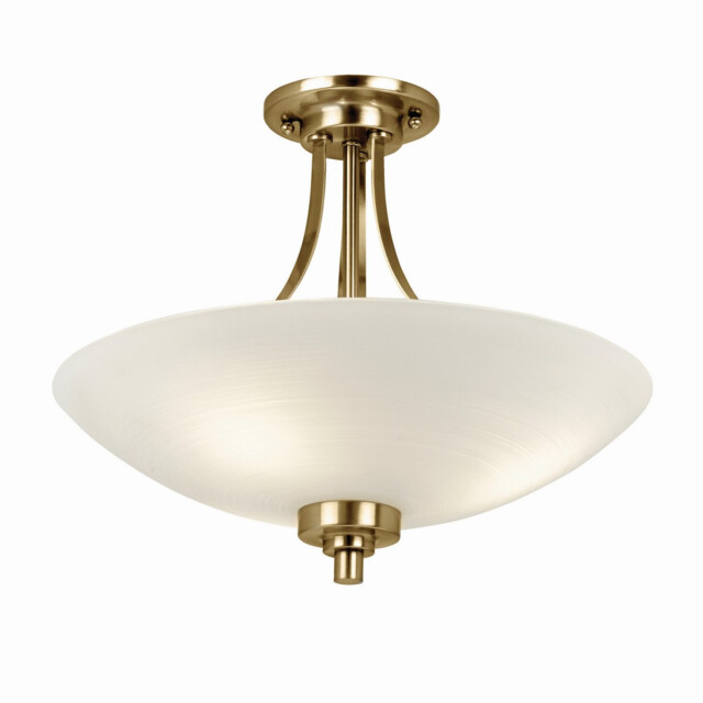 Welles 3 Light Flush Ceiling Light White, Antique Brass, E27