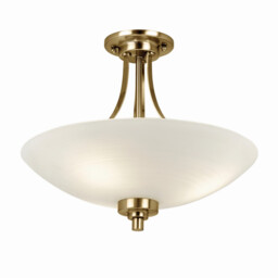 Welles 3 Light Flush Ceiling Light White, Antique Brass, E27