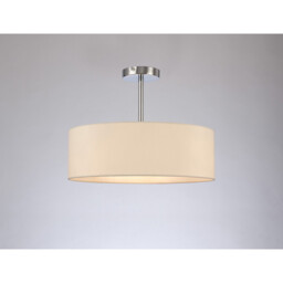 Baymont 45cm Polished Chrome 3 Light E27 Semi Flush Fixture, With 4cm x 15cm Faux Silk Shade, Ivory Pearl/White Laminate - thumbnail 2