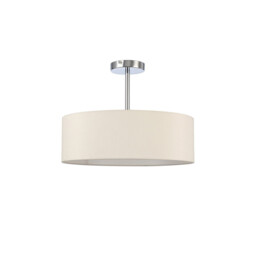 Baymont 45cm Polished Chrome 3 Light E27 Semi Flush Fixture, With 4cm x 15cm Faux Silk Shade, Ivory Pearl/White Laminate - thumbnail 5