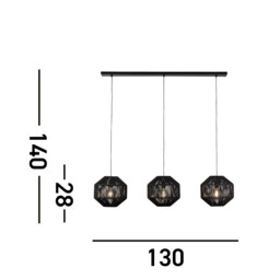 3 Light Bar Black Pendant - thumbnail 5