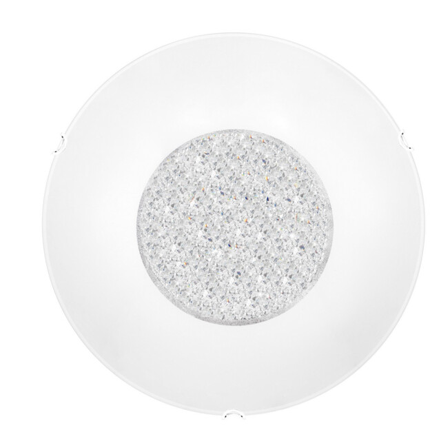Era 2 Light Decorative Flush Ceiling Light White Glass, Crystal Chrome Metal LED E27 - image 1