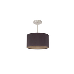 Baymont Satin Nickel E27 Semi Flush With 30cm x 17cm Dual Faux Silk Shade, Midnight Black/Green Olive - thumbnail 5