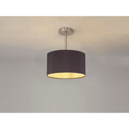 Baymont Satin Nickel E27 Semi Flush With 30cm x 17cm Dual Faux Silk Shade, Midnight Black/Green Olive - thumbnail 2