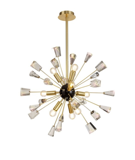 Marathon Ceiling Pendant Sputnik, 9 Light E14, Brushed Gold & Gloss Black, Crystal - image 1