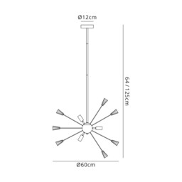 Marathon Ceiling Pendant Sputnik, 9 Light E14, Brushed Gold & Gloss Black, Crystal - thumbnail 2