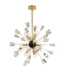 Marathon Ceiling Pendant Sputnik, 9 Light E14, Brushed Gold & Gloss Black, Crystal