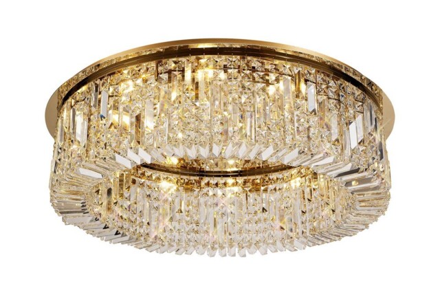 Wethersfield 80cm Round Flush Chandelier, 12 Light E14, Gold, Crystal - image 1