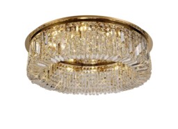 Wethersfield 80cm Round Flush Chandelier, 12 Light E14, Gold, Crystal - thumbnail 5