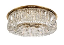 Wethersfield 80cm Round Flush Chandelier, 12 Light E14, Gold, Crystal - thumbnail 3