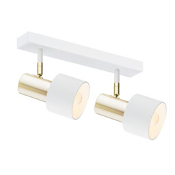 Doria Twin Ceiling Spotlight White Structure, Brass Elements - thumbnail 1