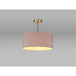 Baymont Antique Brass E27 Semi Flush With 40cm x 18cm Dual Faux Silk Shade, Taupe/Halo Gold - thumbnail 2