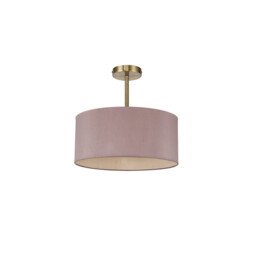 Baymont Antique Brass E27 Semi Flush With 40cm x 18cm Dual Faux Silk Shade, Taupe/Halo Gold - thumbnail 5