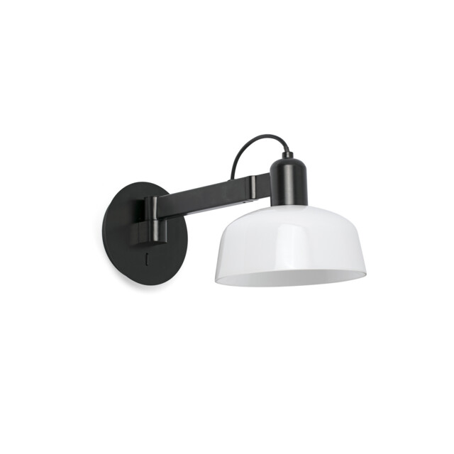 Tatawin Arm Dome Wall Lamp Black, Gloss White 1x E27