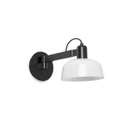 Tatawin Arm Dome Wall Lamp Black, Gloss White 1x E27