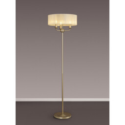 Banyan 3 Light Switched Floor Lamp With 45cm x 15cm Organza Shade Champagne Gold/Cream - thumbnail 2