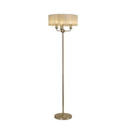 Banyan 3 Light Switched Floor Lamp With 45cm x 15cm Organza Shade Champagne Gold/Cream