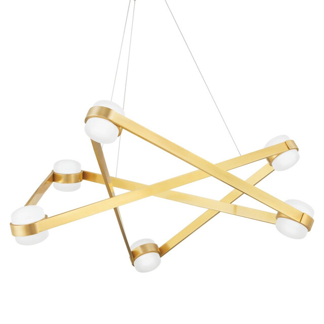 Orbit 6 Light Chandelier Brass, Glass, 2700K